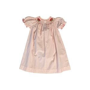 Silly Goose Hand Smocked Cupcake Pastel Pink Seersucker Dress Size 3 Cottage